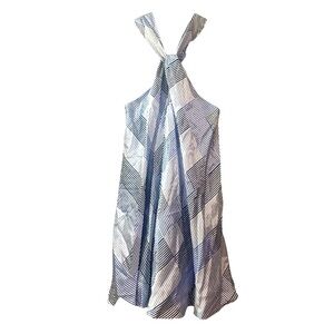 Banana Republic NEW Silk Cross Halter Top Blue White XXS Petite Career Plazacore